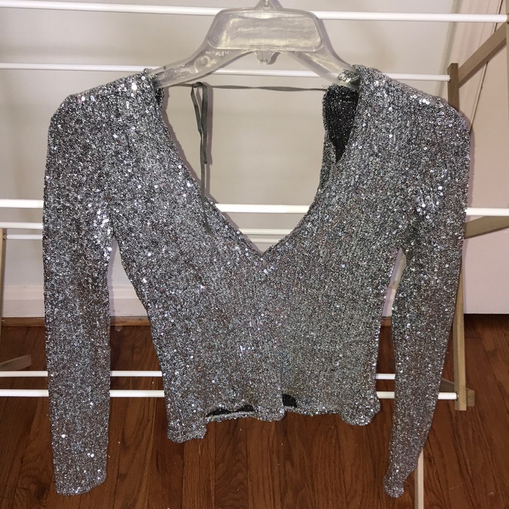 ZARA Long Sleeved Shimmer Top